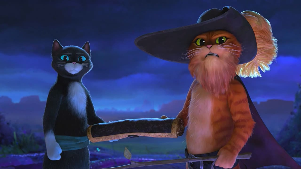 Kitty Patitas Suaves (Salma Hayek) y el Gato con Botas (Antonio Banderas).