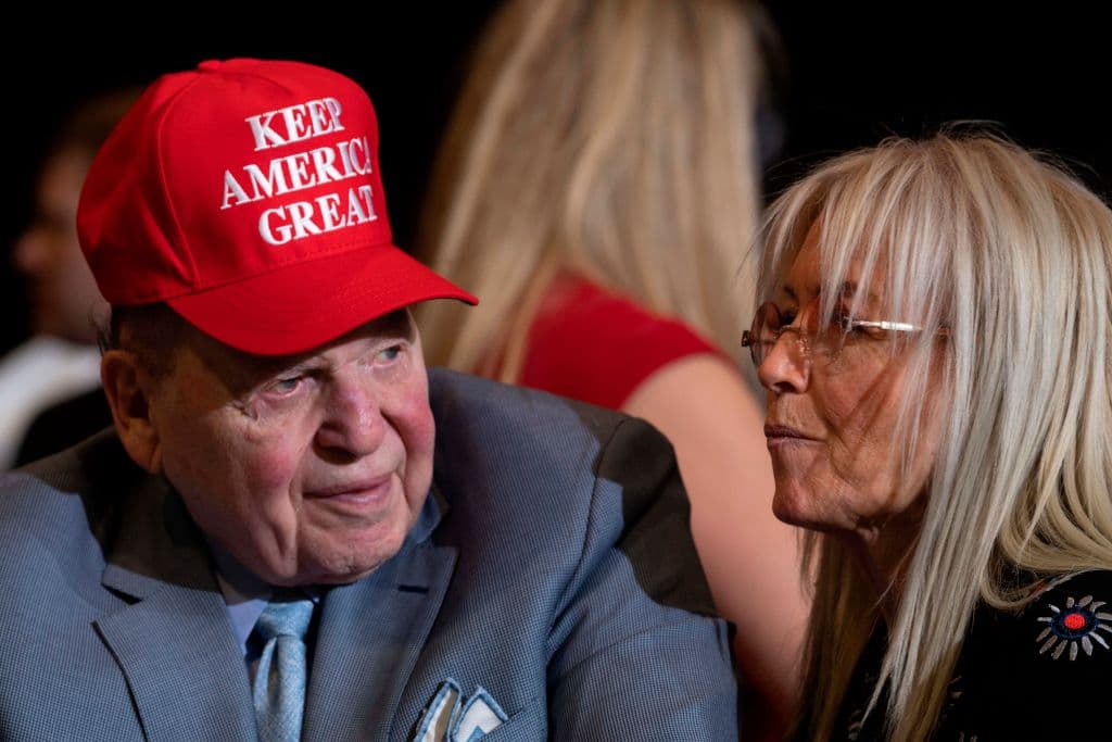 El director ejecutivo de la compañía de casinos Las Vegas Sands, Sheldon Adelson, en un evento del presidente Donald Trump en Las Vegas, Nevada, el 21 de febrero de 2020.