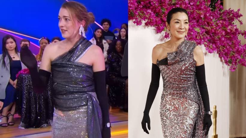 Angelica Hicks mostró su versión del vestido de Michelle Yeoh.