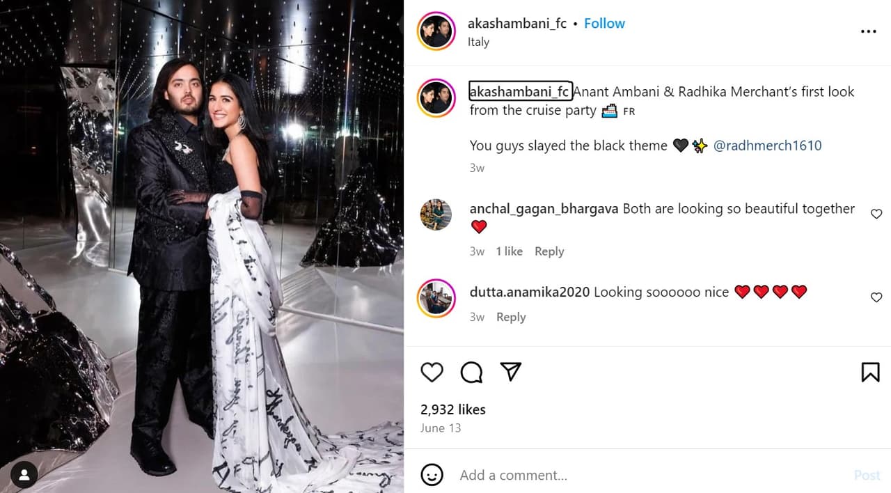 Instagram @akashaambani_fc
