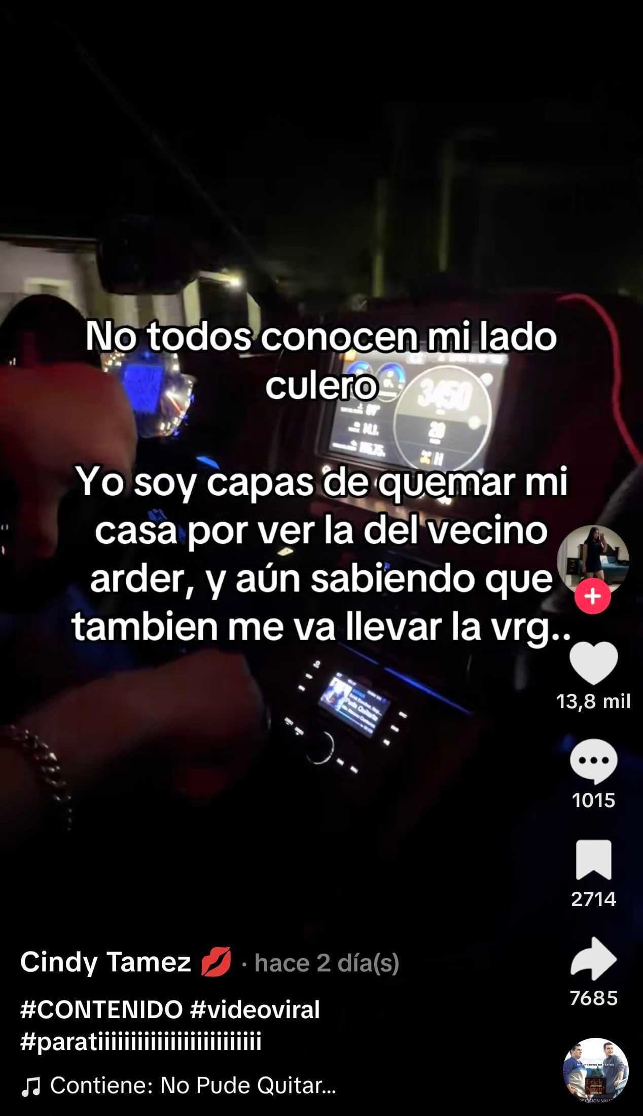 Cindy Tamez publicó este mensaje en su cuenta de TikTok.