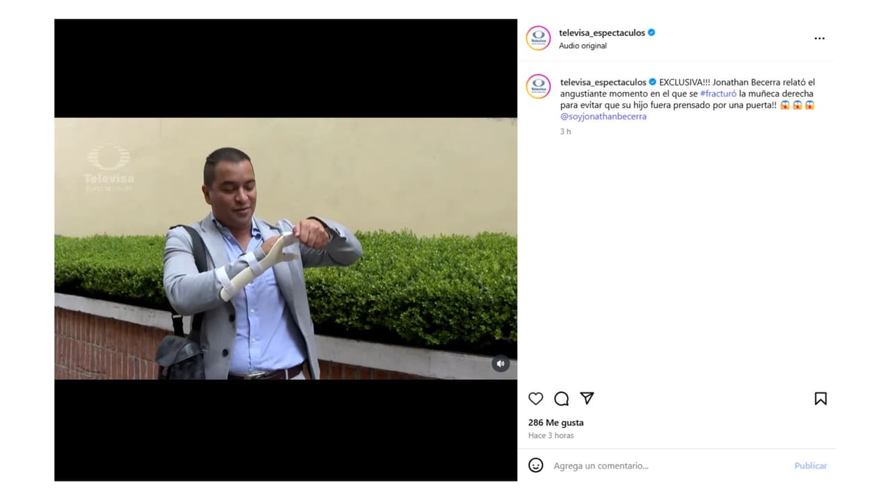 Jonathan Becerra "se quebró" la mano al salvar a su hijo.