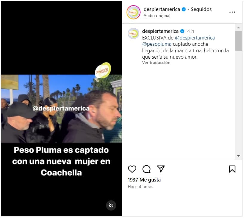 Peso Pluma fue captado por Despierta América a su llegada a Coachella.