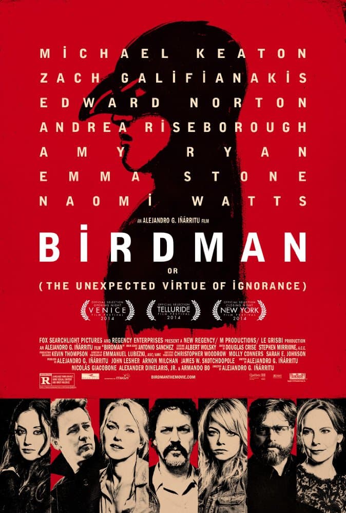 Birdman (2014) ganó cuatro Oscar en 2015, entre ellos Mejor director, Mejor guion original, Mejor fotografía y Mejor película.