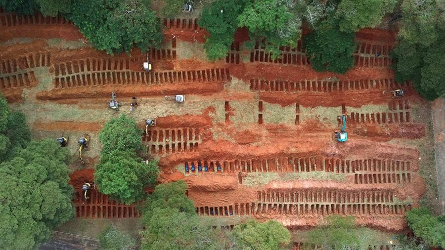 Otra vista aérea del cementerio municipal de Sao Paulo.