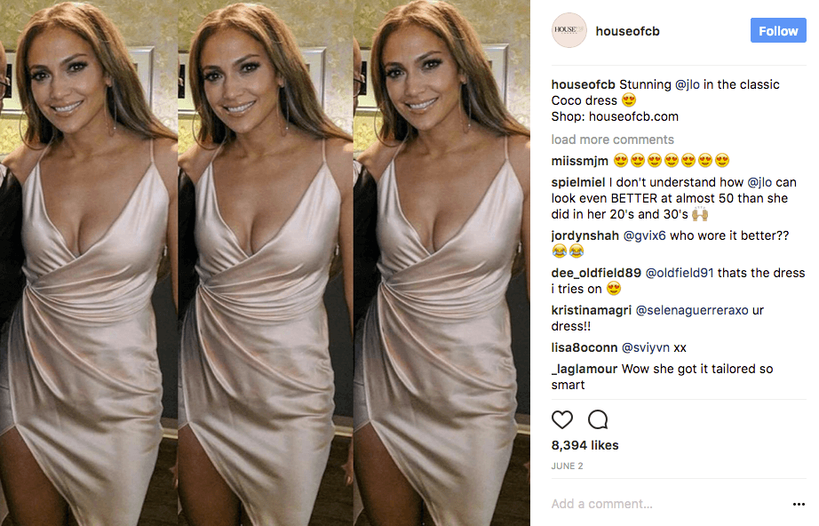 Asimismo la cantante ha usado en múltiples ocasiones vestidos de
<a href="http://www.houseofcb.com/">House of CB</a> en especial el modelo 'coco' que solo vale 165 dólares.