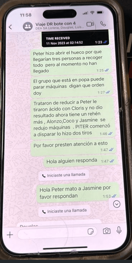 Jorge Velásquez informó al agente Jiménez que Tomasevic había matado a un miembro de la tripulación.
