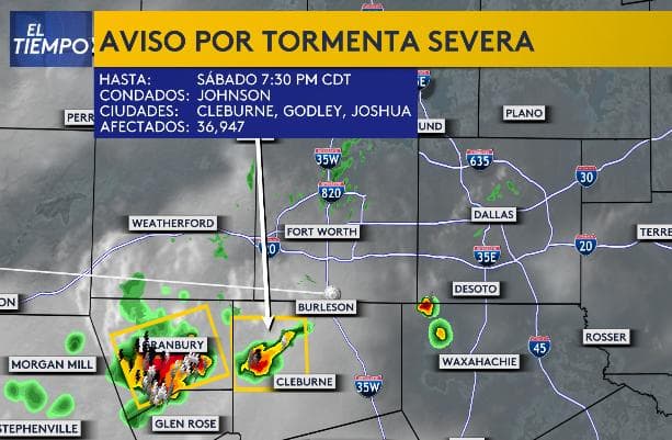 Así es como se ven las tormentas sobre dos condados cerca del Metroplex.