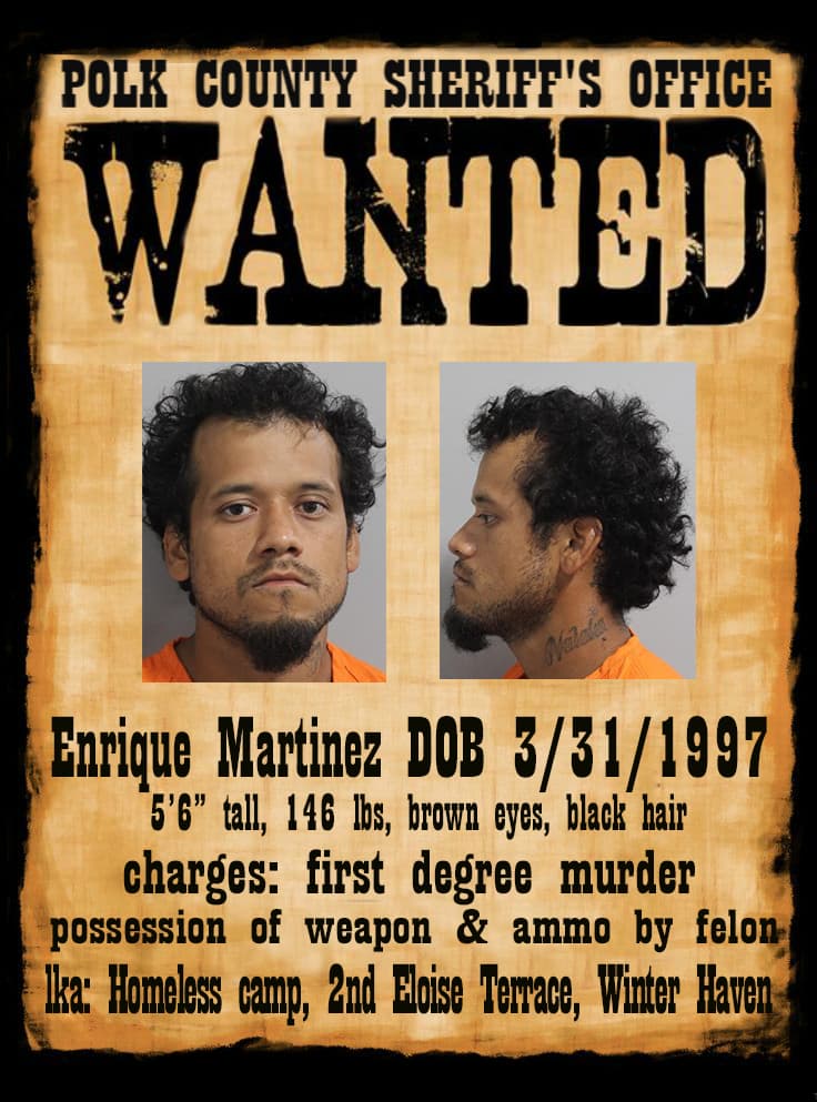 Según Judd, las autoridades buscaban al sospechoso, identificado como Enrique Martínez, de 26 años y de alias "kiki", por su presunta participación en el homicidio de un hombre hispano en un campamento de indigentes de Winter Haven el 3 de noviembre, cuando se enteraron de la desaparición de Hernández.