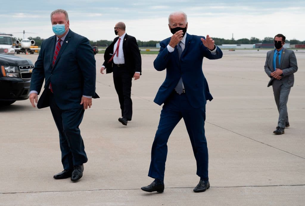 Joe Biden a su llegada a Kenosha.