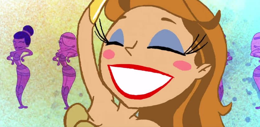 Y en la romántica canción, su animación se la pasa bailando.