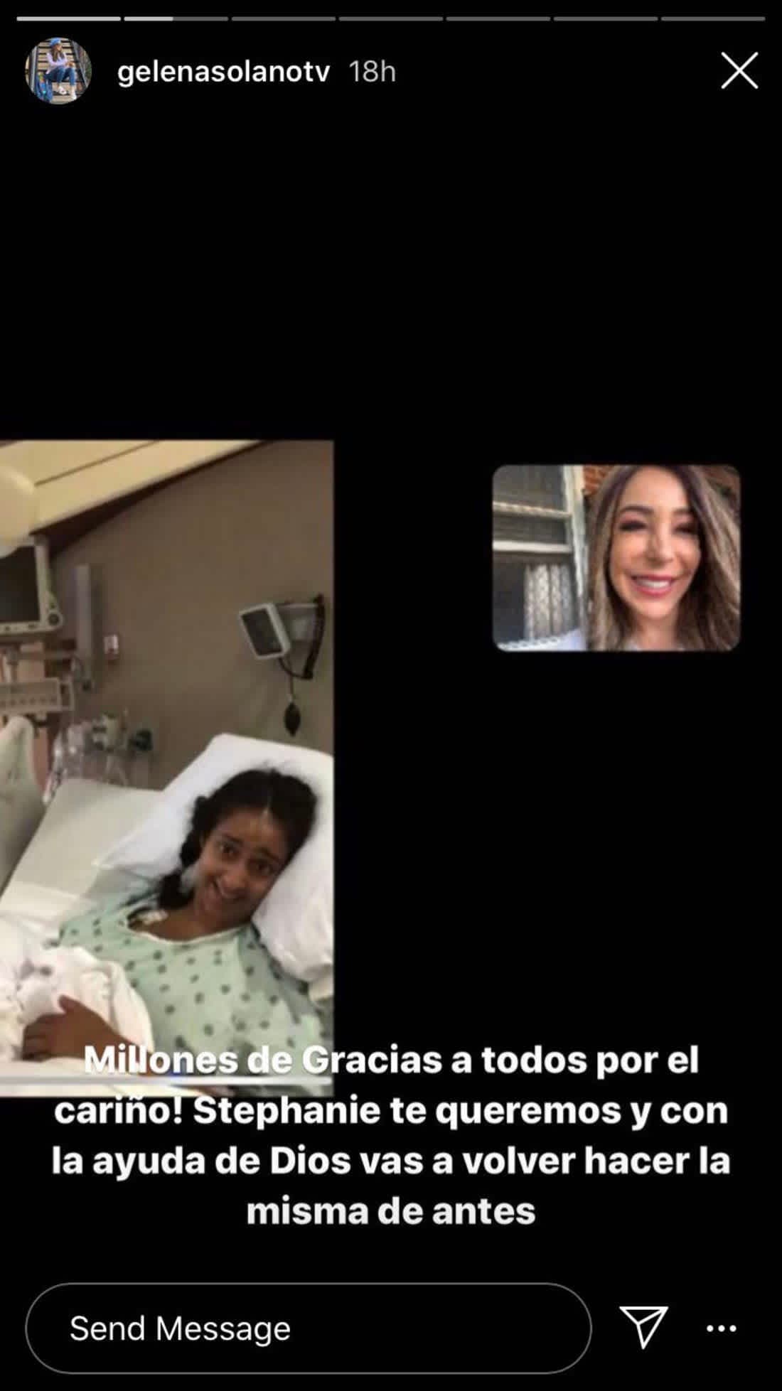 En el video que Gelena Solano publicó para agradecer las muestras de cariño de parte de sus followers, detalló que para terminar de recuperarse su hermana iba a requerir rehabilitación.