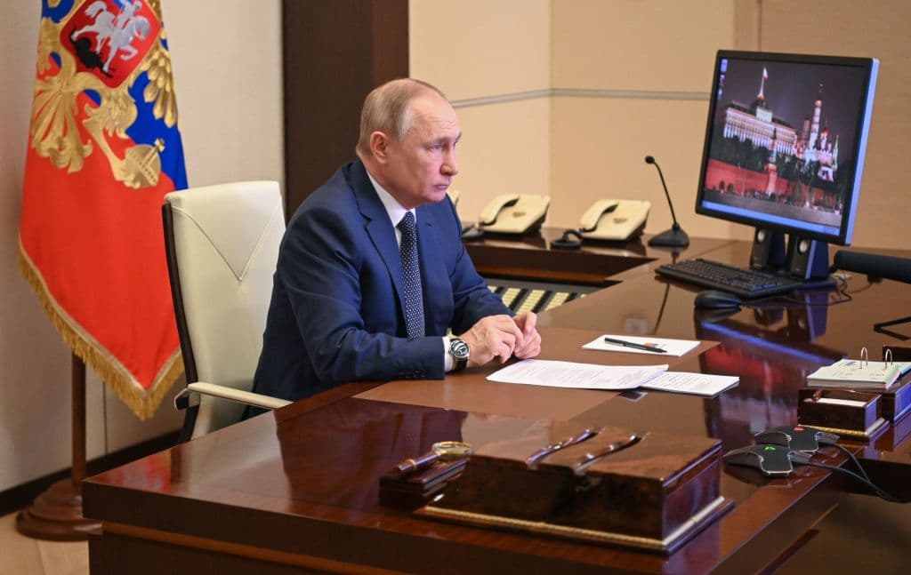 El presidente ruso Vladimir Putin en su residencia en las afueras de Moscú este 4 de marzo.