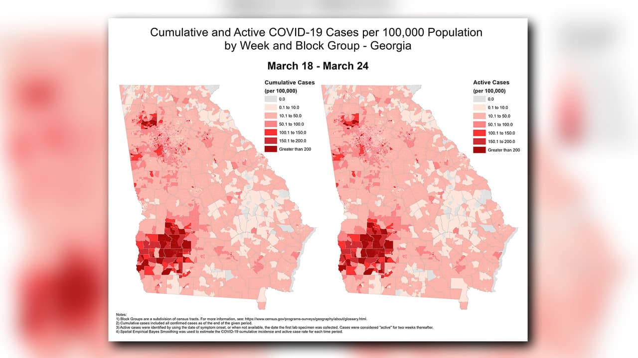 Semana 1: Del 18 de marzo al 24 de marzo. En ocho semanas se han contabilizado 22,147 contagios de coronavirus en Georgia.
