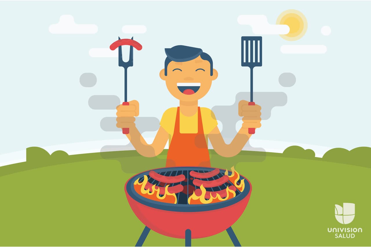 Para evitar quemaduras, usa utensilios largos especialmente diseñados para cocinar en parrillas.