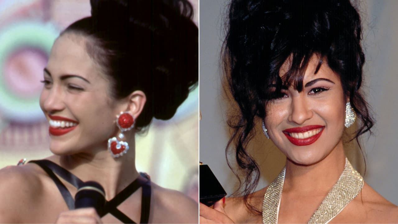 Jennifer López en 'Selena' y Selena Quintanilla