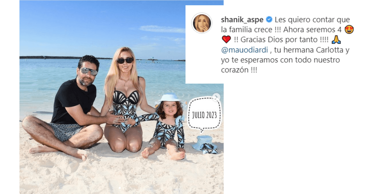 Shanik Aspe, su esposo y Carlotta esperan al nuevo integrante de su familia