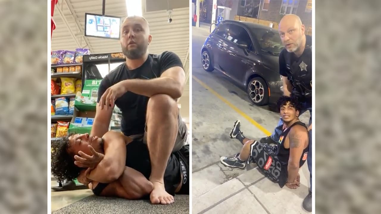 Instructor de jiu jitsu sometió a presunto ladrón con llave "envoltura de regalo" en tienda 7-Eleven