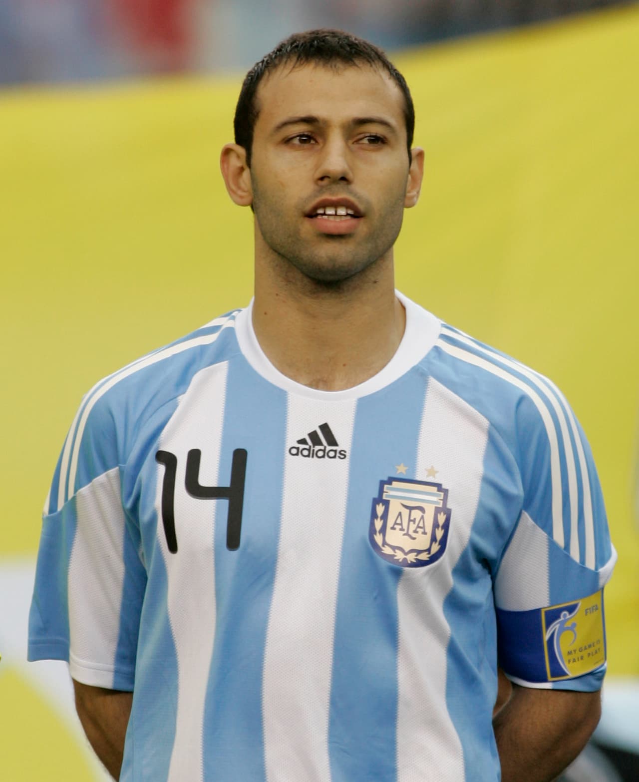 Para el mundial de 2010, la selección era comandada por Diego Maradona y Javier Mascherano apareció como capitán de los albicelestes.