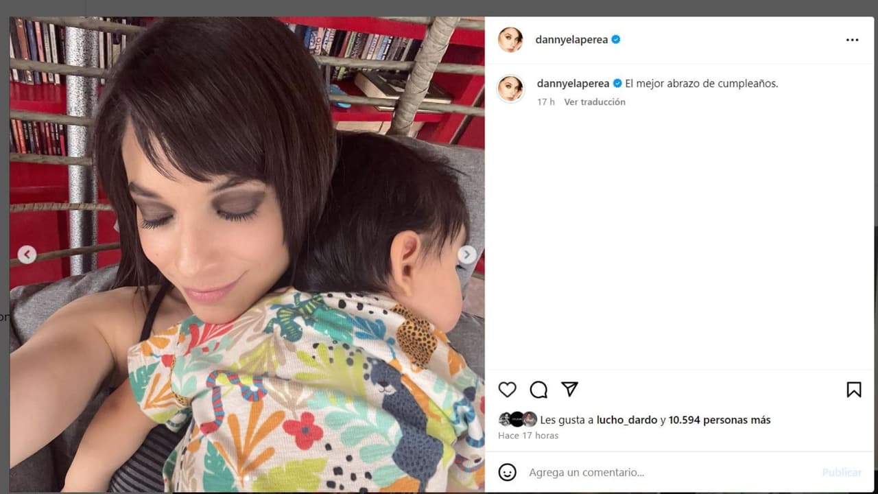 Danny Perea presume a su hijo.