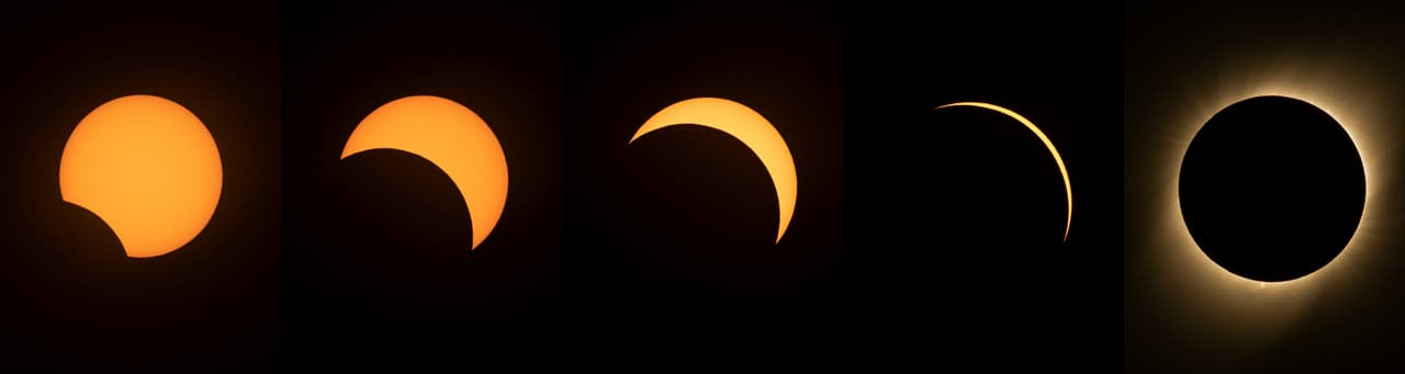 Una composición de las diferentes etapas del eclipse, tomadas desde el Observatorio Europeo de La Silla, al norte de Chile.
