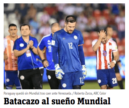 Paraguay también vivió la frustración por su eliminación y así lo hizo ver el diario ABC de ese país.
