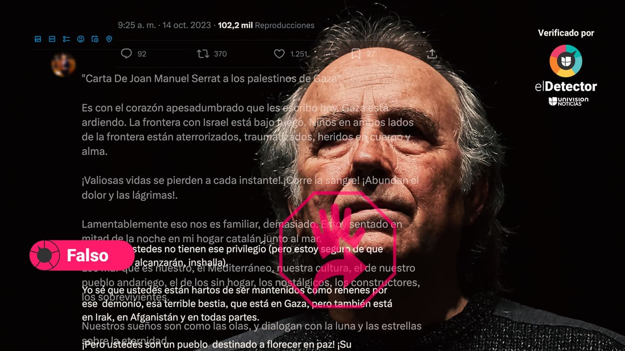 Es falso que Serrat escribió una carta a los palestinos a propósito de la actual guerra entre Hamas e Israel