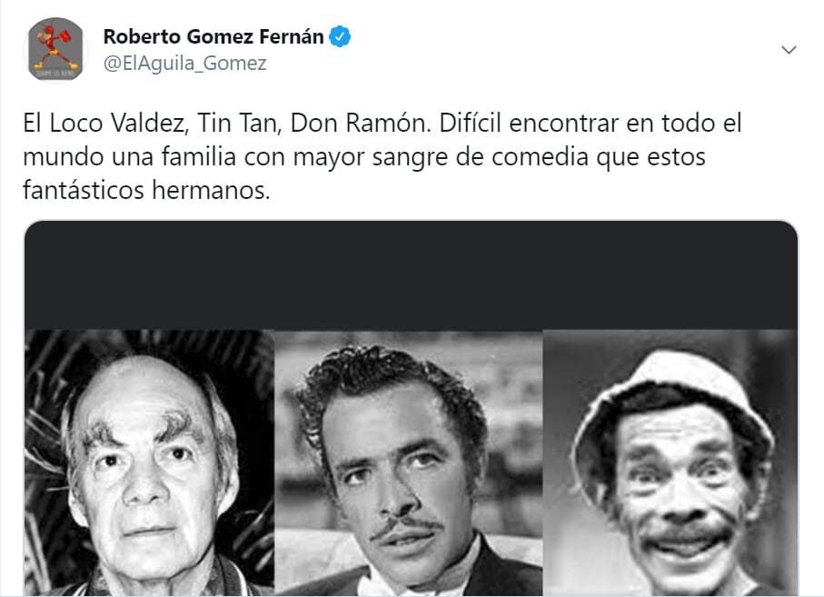 Roberto Gómez Fernández, hijo del legendario 'Chespirito', recordó a Manuel Valdés junto a sus dos famosos hermanos fallecidos: Ramón y Germán Valdés.