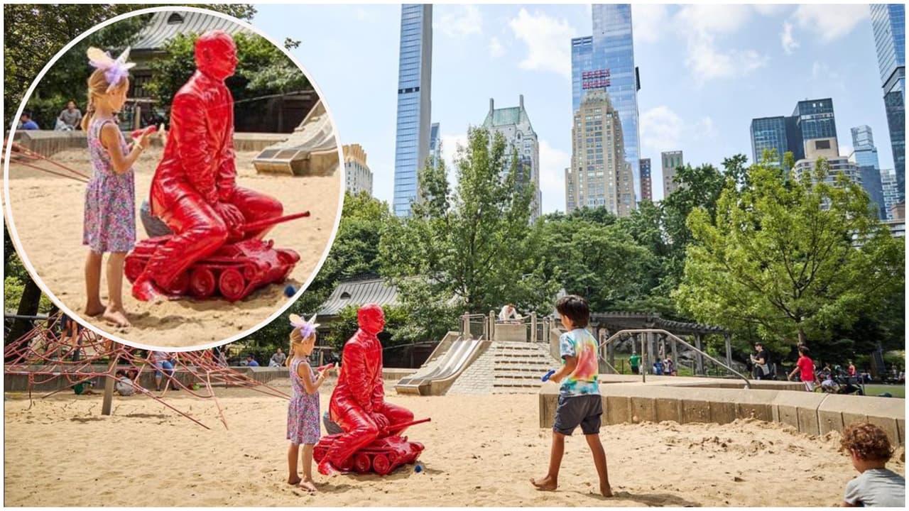 Aparece escultura del presidente ruso Vladimir Putin en zona infantil del Central Park