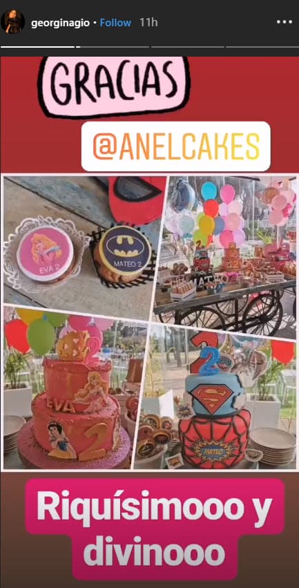 La modelo argentina tuvo un noble gesto con los dulces y postres que sobraron de la fiesta de sus mellizos.