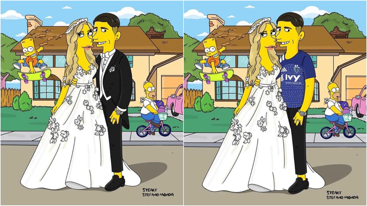 <b>Pulido en modo 'Simpson'</b>
<br>- Incluso le hicieron un par de diseños caricaturizados y adaptaron su personaje junto al de su pareja.
<br>- Lo definen perfectamente bien, usando zapatos o tenis sin calcetines o tines, al igual que usando un reloj y sus pantalones pegados a las piernas.