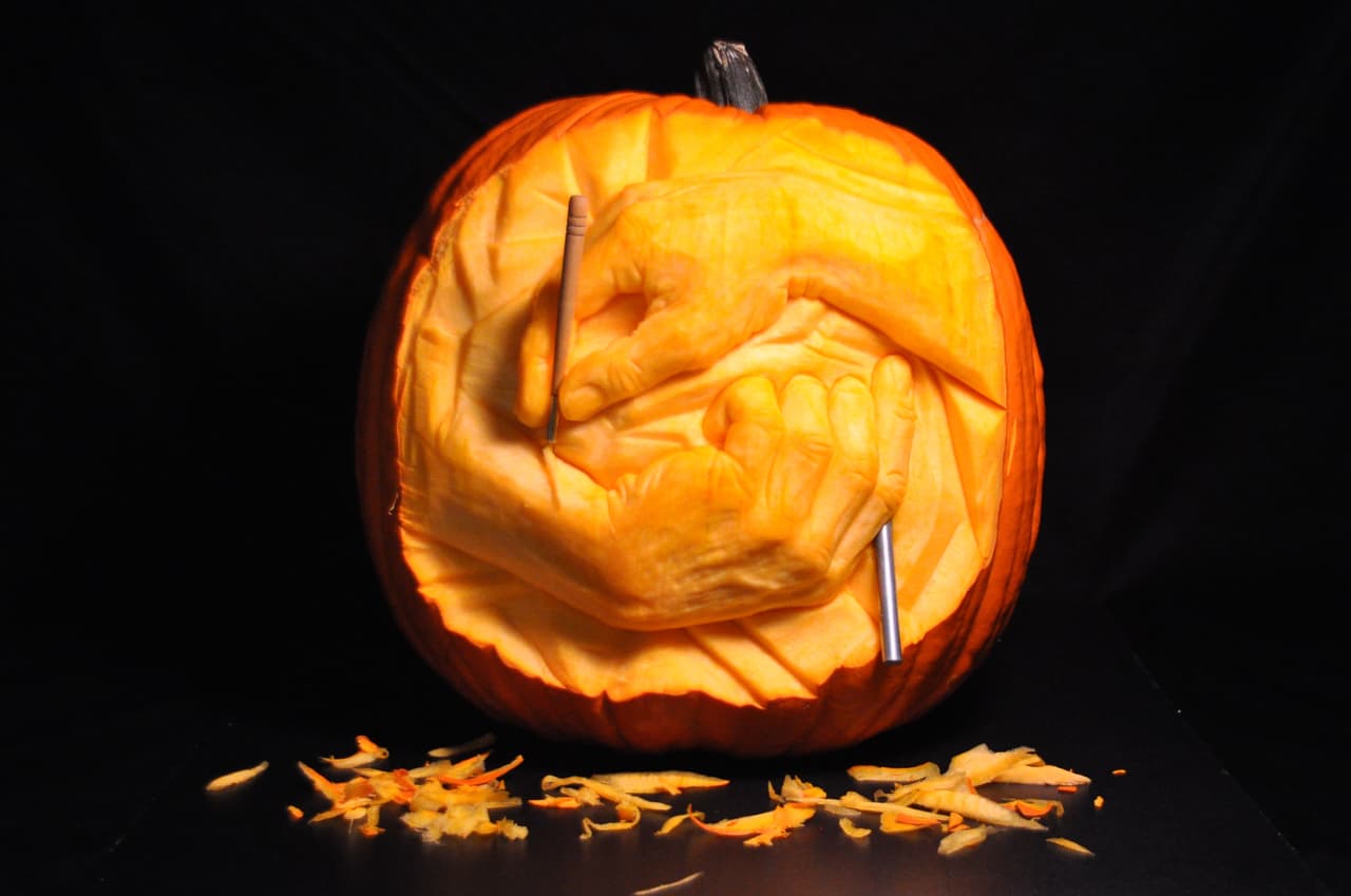 Muchas de sus calabazas son realmente impresionantes y terroríficas.