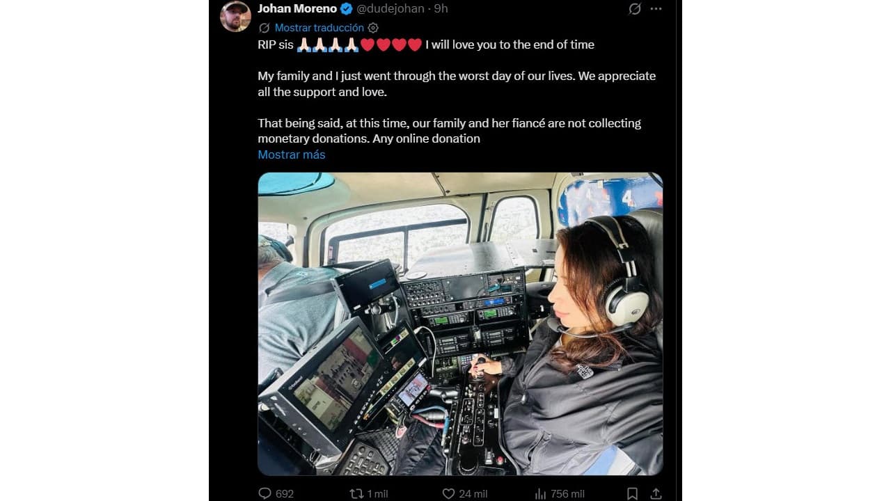 Johan Moreno se despide de su hermana Eliana.
