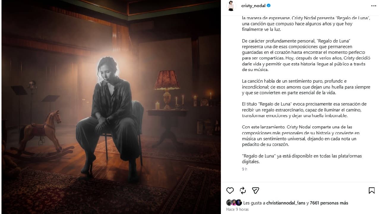 Cristy Nodal lanza la canción 'Regalo de Luna'.