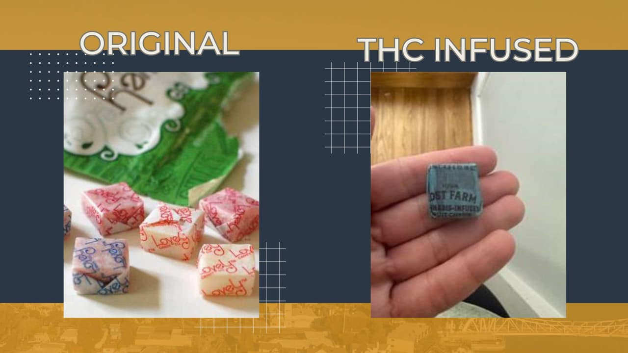 Así se ven unos dulces originales (a la izquierda) y así un producto de Kiva Lost Farm que imita su empaque, pero tiene THC.
<br>No permitas que los niños consuman dulces sin supervisión: es importante que los niños no consuman dulces sin la supervisión de un adulto. Asegúrate de estar presente cuando tus hijos disfruten de sus dulces y de que estén consumiendo productos seguros.