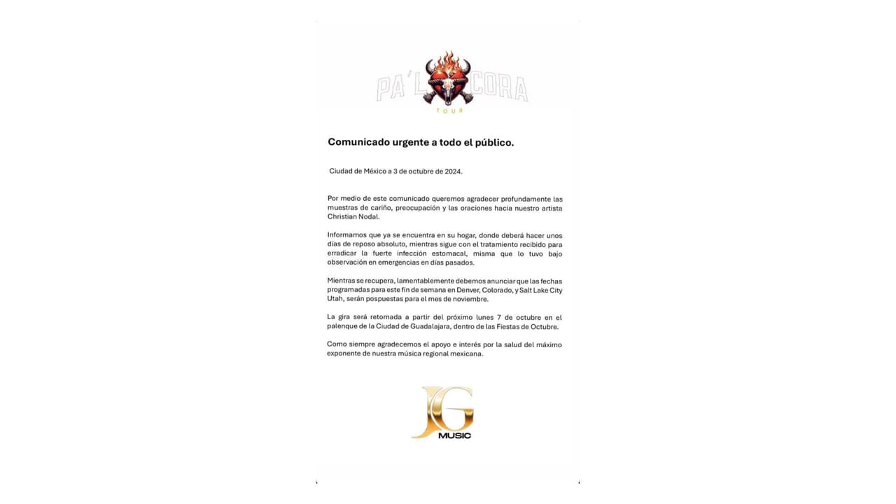 Nodal da malas noticias a sus fans en Estados Unidos.