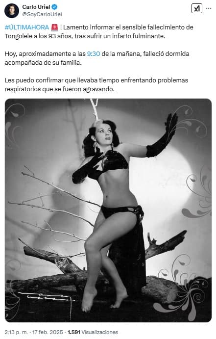 Carlo Uriel, periodista de espectáculos, compartió supuestos detalles sobre la muerte de Tongolele.