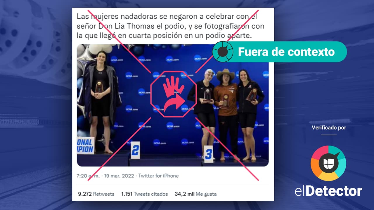 No le hicieron un desplante: la imagen de nadadoras apartadas de la atleta transgénero Lia Thomas está fuera de contexto