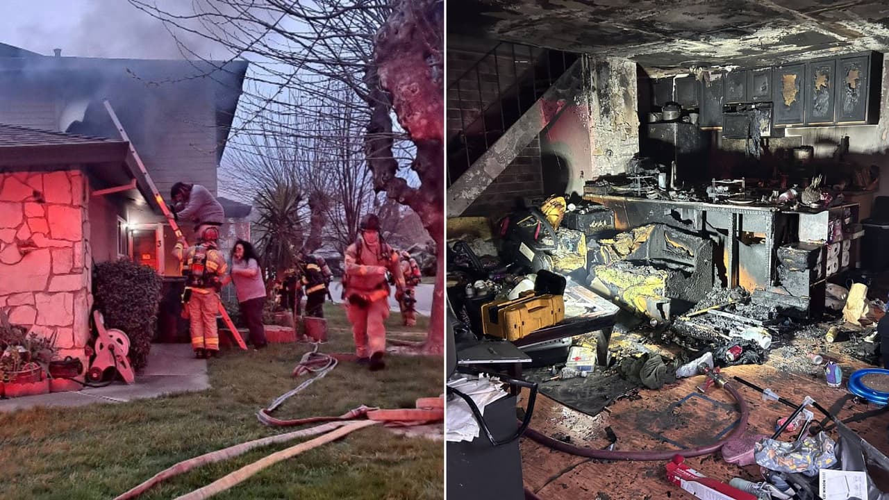 Rescatan a dos personas atrapadas en el techo de una vivienda en llamas en Rosemont