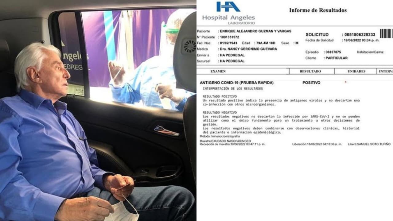 Enrique Guzmán, de 79 años de edad, compartió la prueba positiva que se realizó para detectar covid-19.