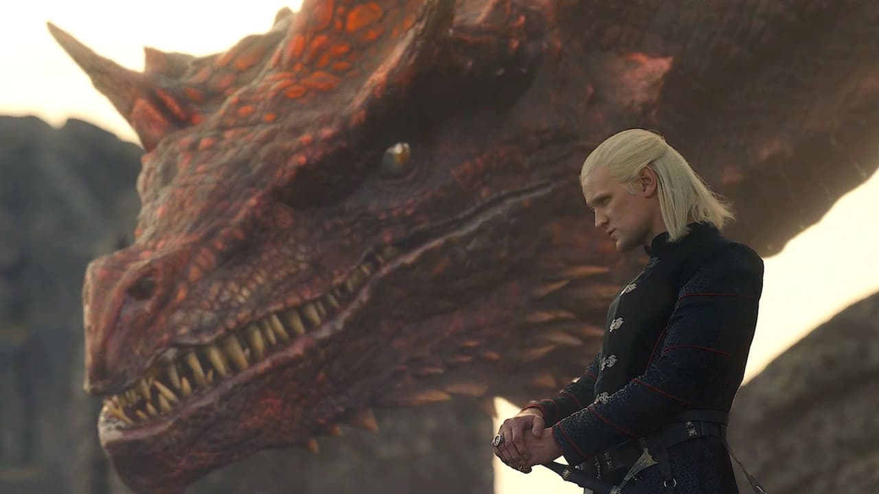 Daemon Targaryen y su dragón Caraxes.