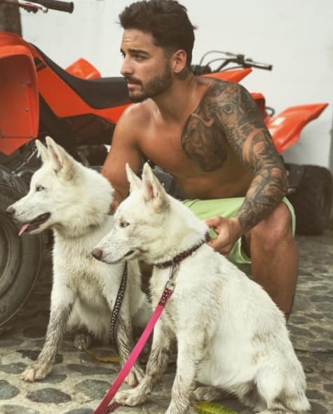 Entre sus posados públicos, además de sus tatuajes, el artista se ha mostrado con sus mascotas.