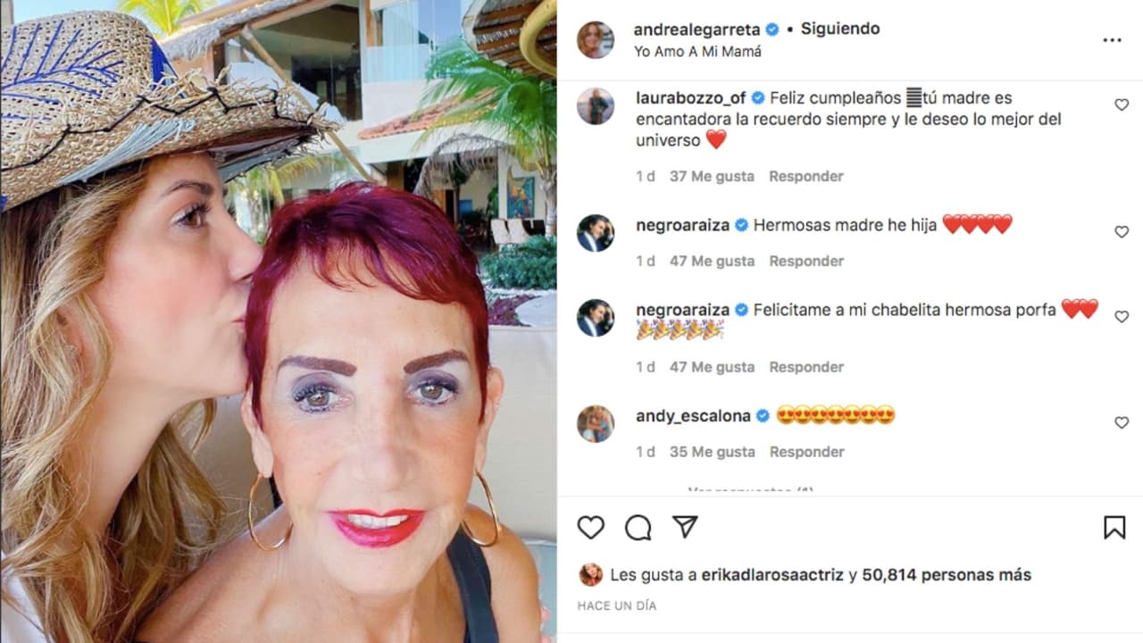 Comentarios de famosos en la felicitación de cumpleaños de Andrea Legarreta a su mamá