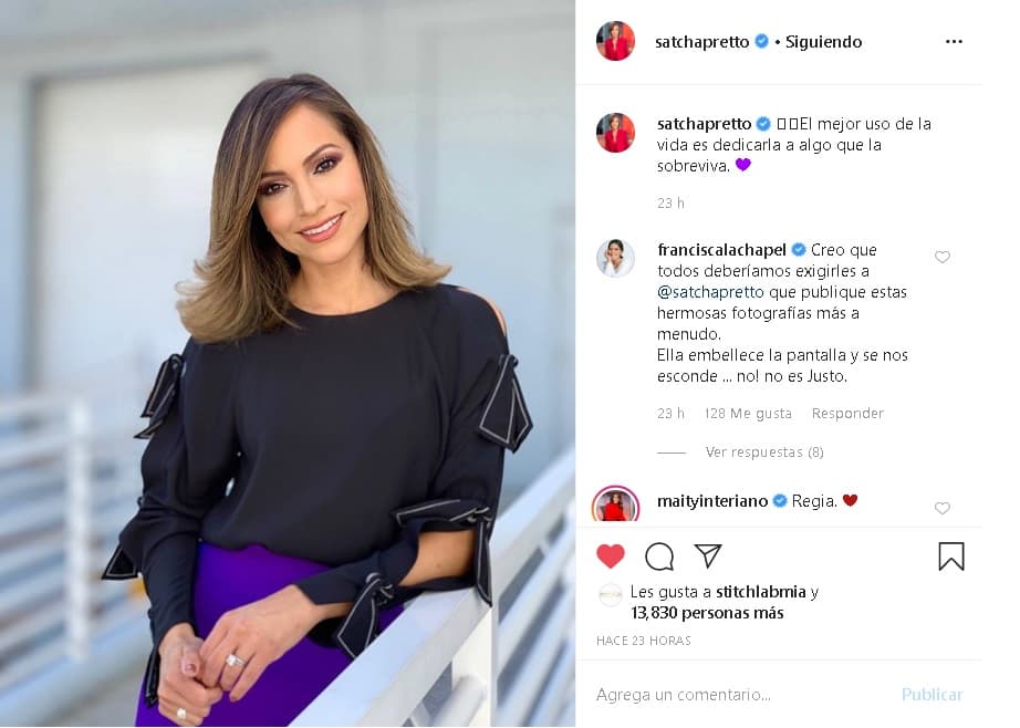 La conductora dominicana unió fuerzas con los fans de Satcha para exigirle "que publique estas hermosas fotografías más a menudo".