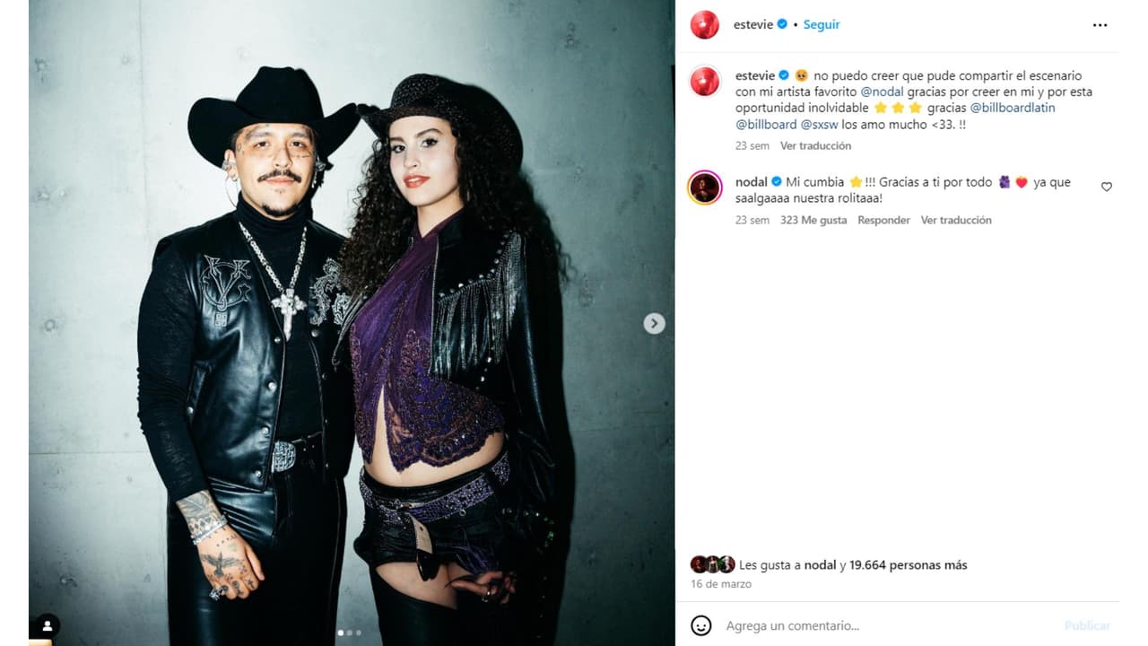 Así se dejaba ver Estevie con Christian Nodal en marzo pasado.