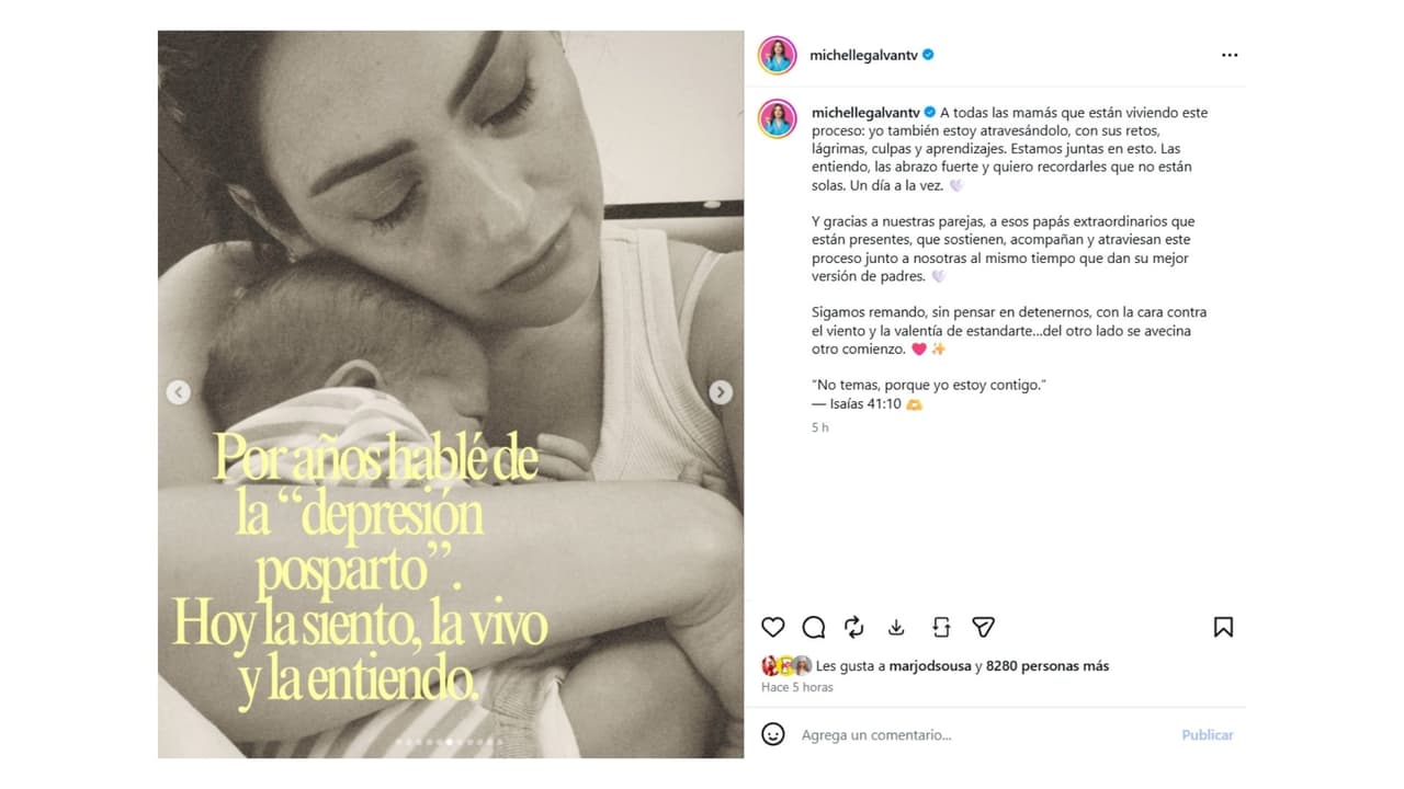 Michelle Galván reflexionó sobre la maternidad y la depresión posparto.