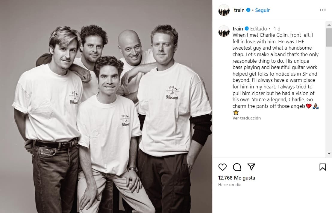 Train rindió un homenaje a Charlie Colin después de su muerte.