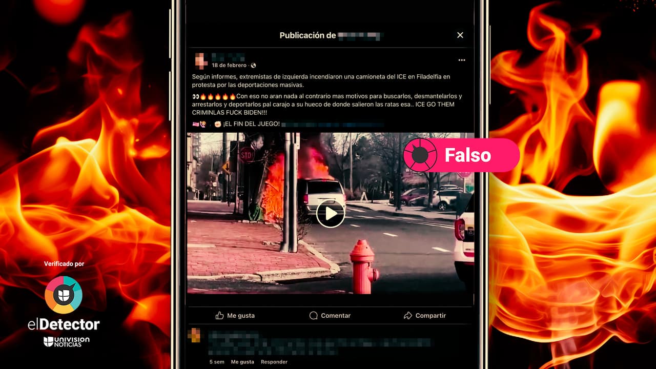 Es falso que ese video muestre una camioneta de ICE quemada “en protesta por las deportaciones masivas”