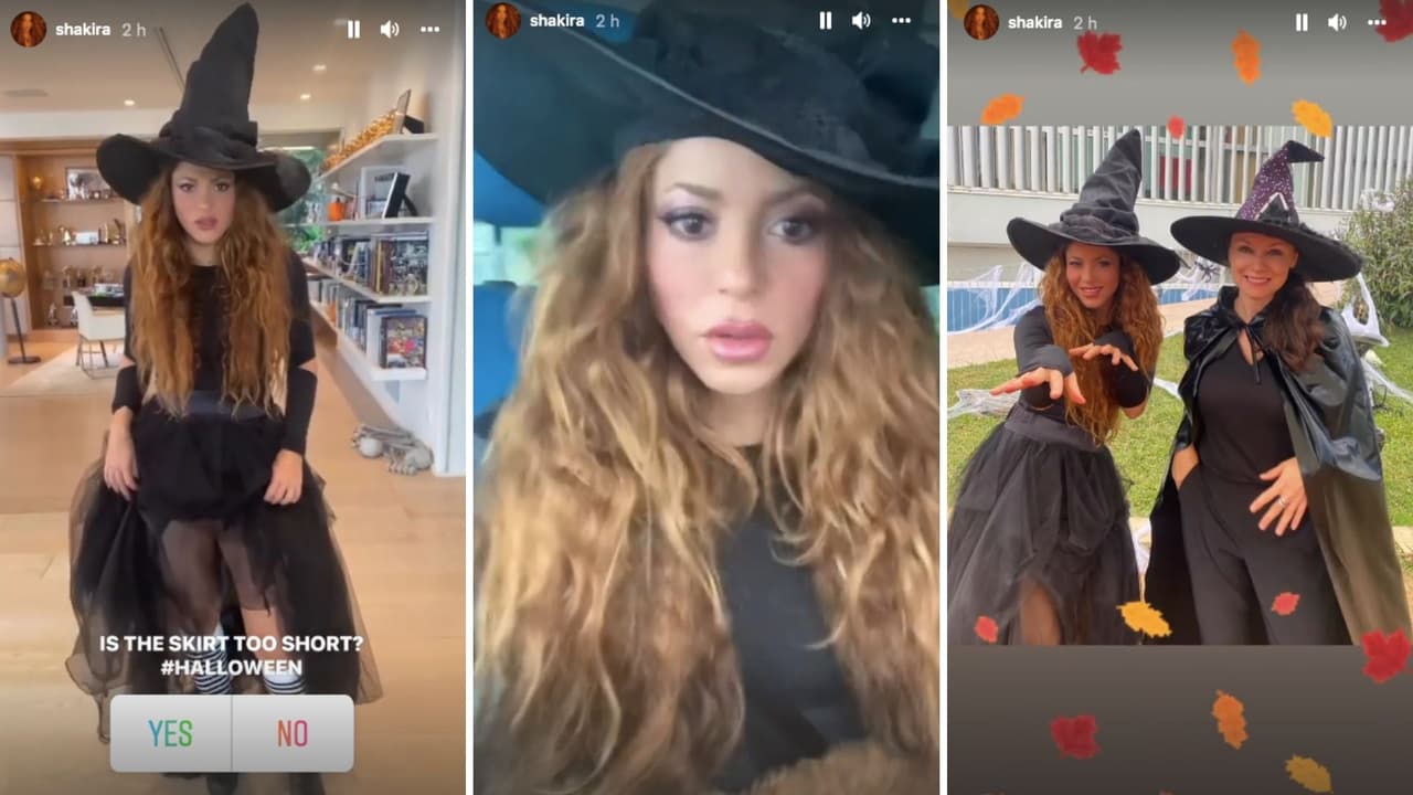 <b>Shakira</b>
<br>El viernes 29 de octubre, la cantante colombiana se disfrazó de bruja para un evento especial de Halloween en el colegio de su hijo Milán.