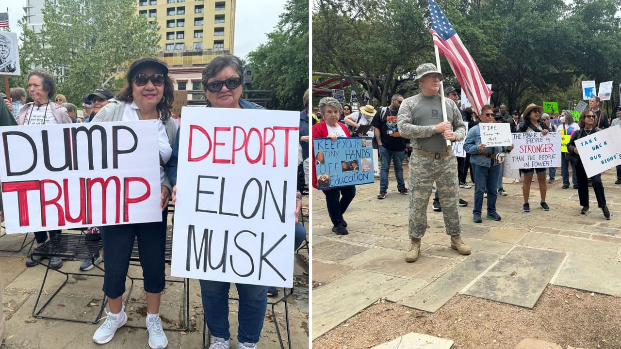Cientos de personas toman las calles para protestar contra Elon Musk y Donald Trump en San Antonio